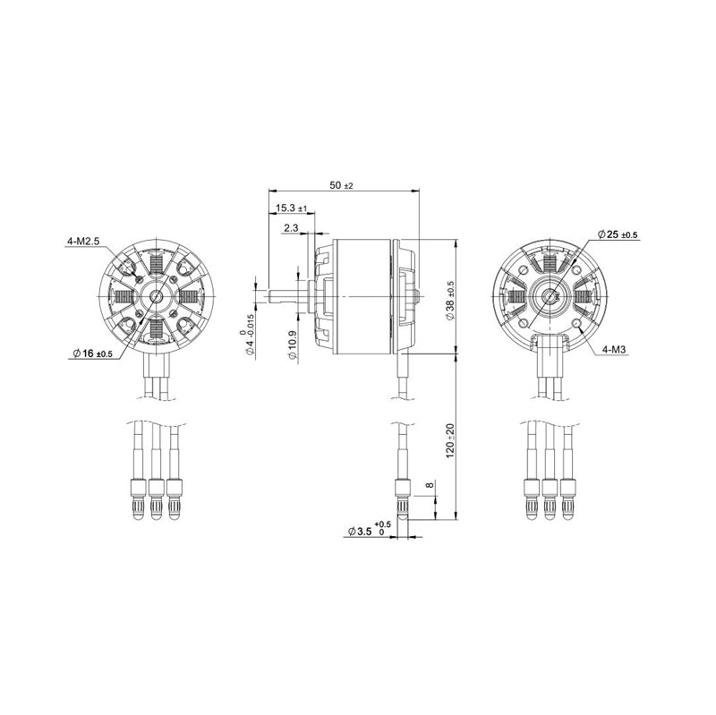 Detrum BM3715A-1050KV Brushless Motor