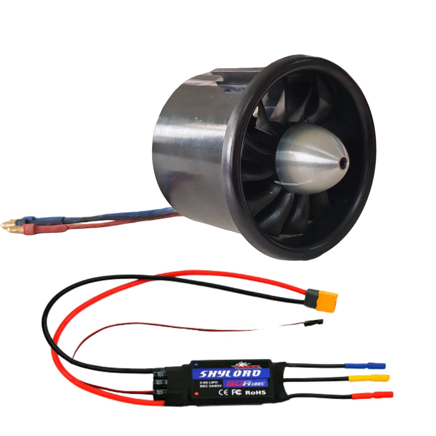 Dynam 70mm 12-Blade 4S EDF Power System w/ TC-2827-2600KV Outrunner Brushless Motor & 80A ESC XT60