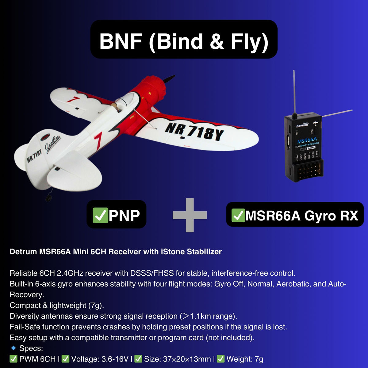 Dynam Gee Bee Y V2 4S RC Sport 3D Foam Aerobatic Plane 1.3m Wingspan
