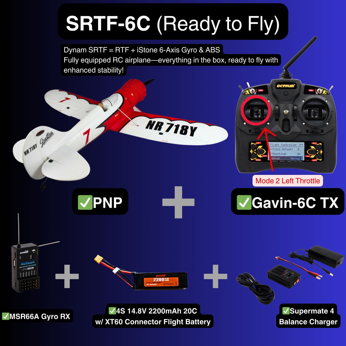 Vylepšené! Dynam Gee Bee Y V2 4S RC športové 3D penové akrobatické lietadlo s rozpätím krídel 1,3 m
