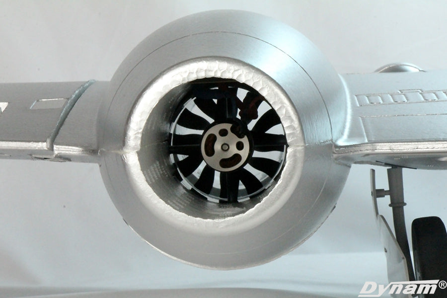 Dynam Gloster Meteor F8 V2 Silver 6S 12-Blade Twin Inrunner 70mm EDF RC Jet w/ Flaps
