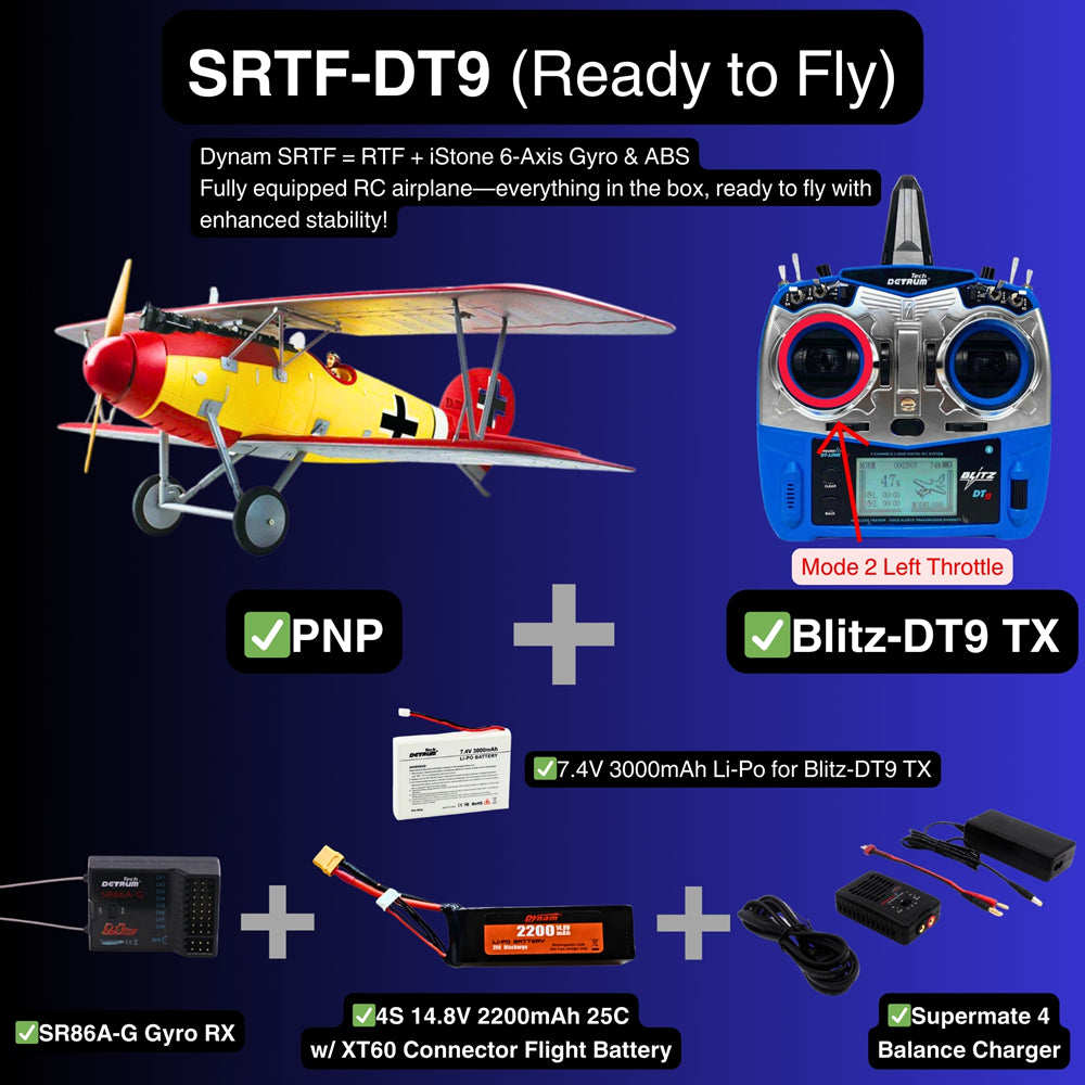 Dynam Albatros D.Va V2 4S RC 1. verdenskrigs biplan 1,3 m vingefang