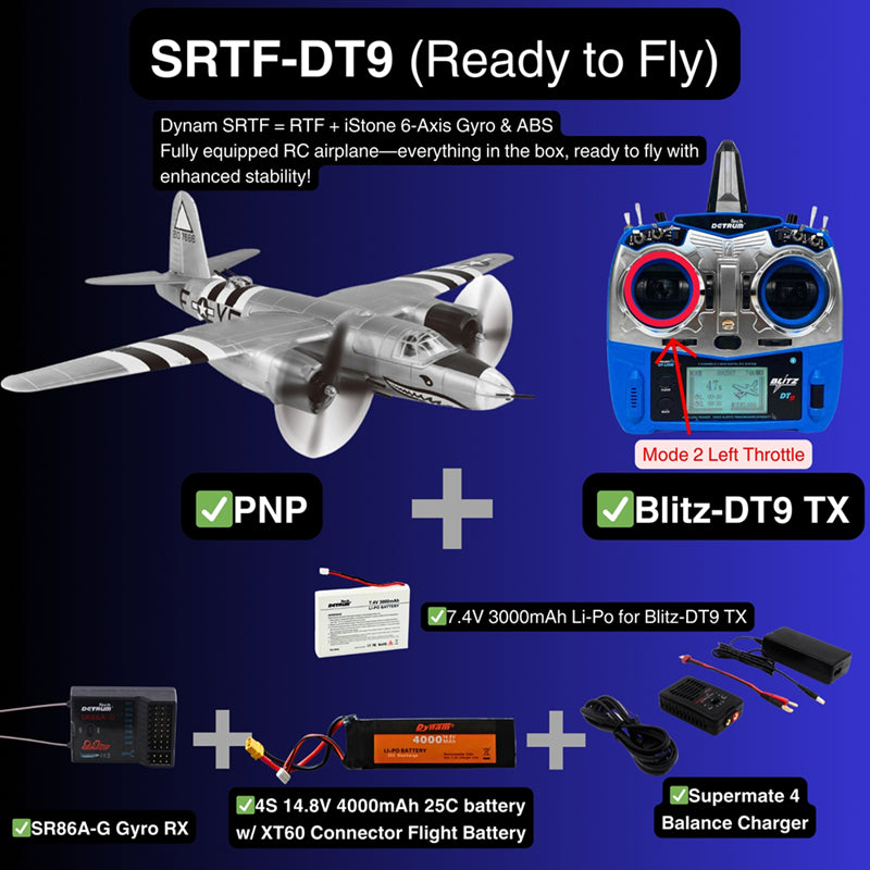 Dynam B-26 Marauder 4S RC Twin Warbird 1.5mw/ Flaps