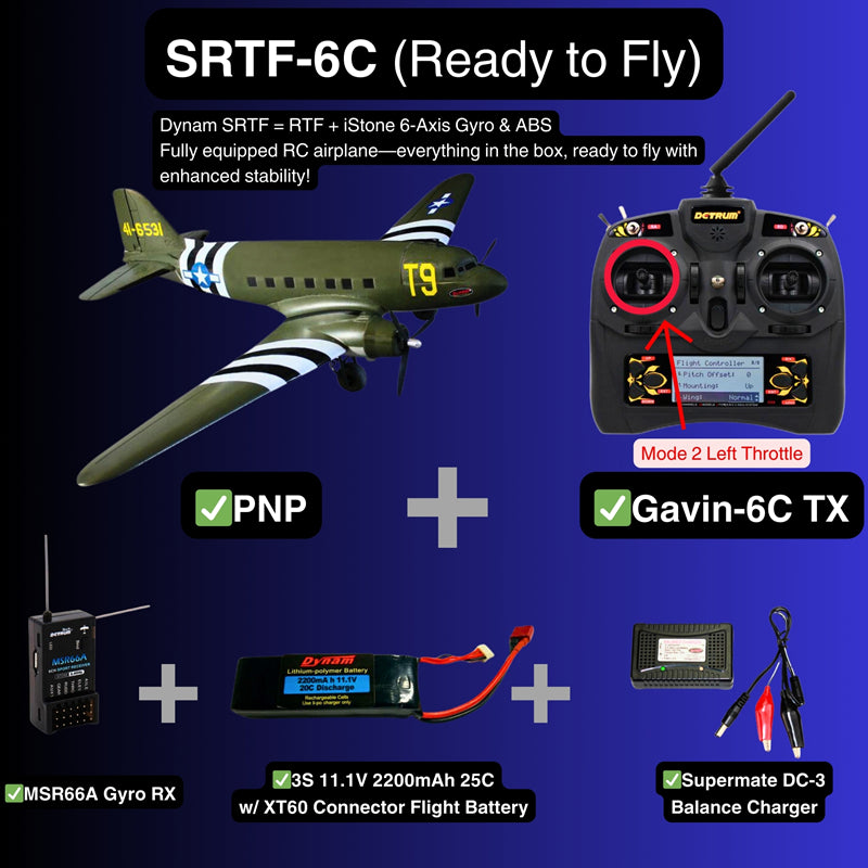 Dynam C-47 Skytrain V2 Green 1500mm Twin Motor RC Warbird Aircraft