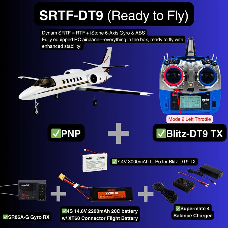 Dynam Cessna 550 Turbo Jet V2 Hvid 4S 64mm EDF Fjernstyret Jet med Flaps