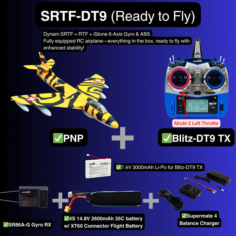 Dynam Hawker Hunter 4S 70mm 12-Blade RC Beginner EDF Jet w/ Flaps