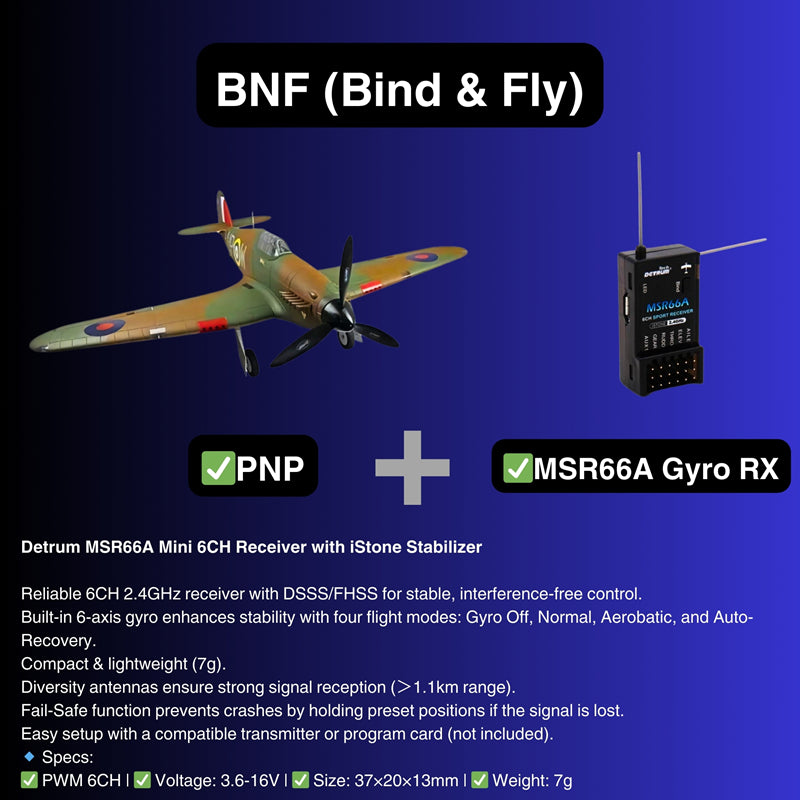 Dynam Hawker Hurricane V3 4S RC Warbird 1,25 m vingefang med flaps