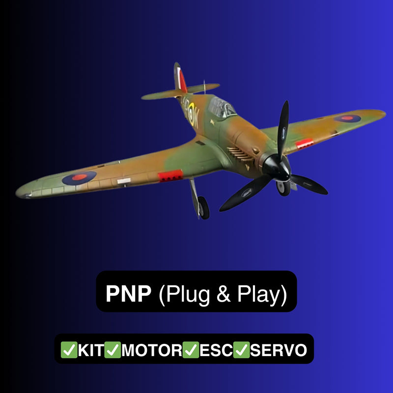 Dynam Hawker Hurricane V3 4S RC Warbird 1,25 m vingefang med flaps