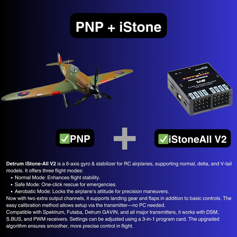 Dynam Hawker Hurricane V3 4S RC Warbird 1,25 m vingefang med flaps