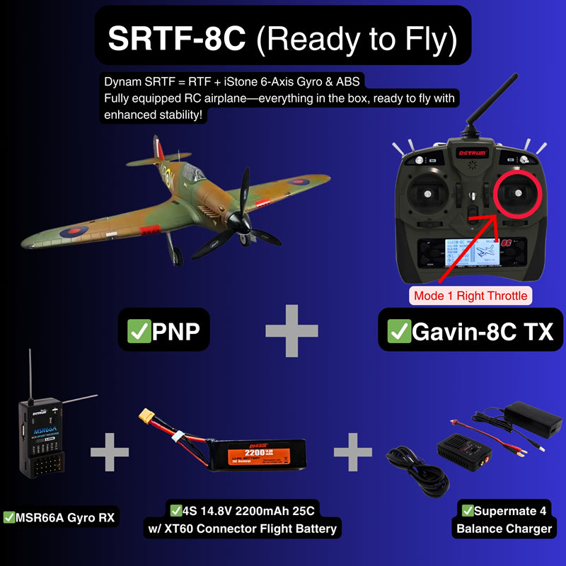 Dynam Hawker Hurricane V3 4S RC Warbird 1,25 m vingefang med flaps