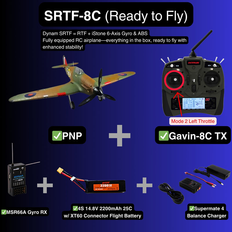 Dynam Hawker Hurricane V3 4S RC Warbird 1,25 m vingefang med flaps