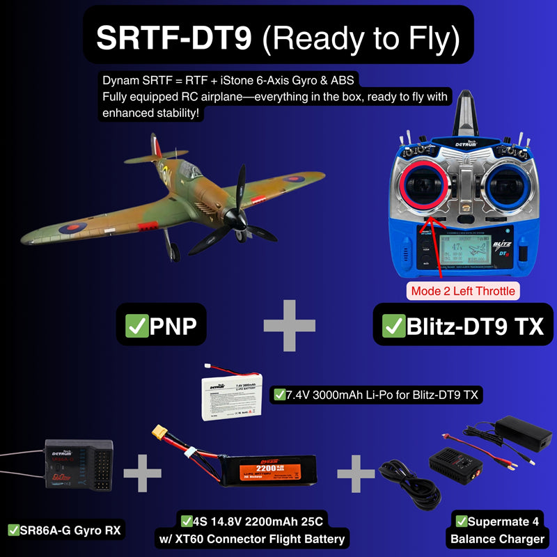 Dynam Hawker Hurricane V3 4S RC Warbird 1,25 m vingefang med flaps