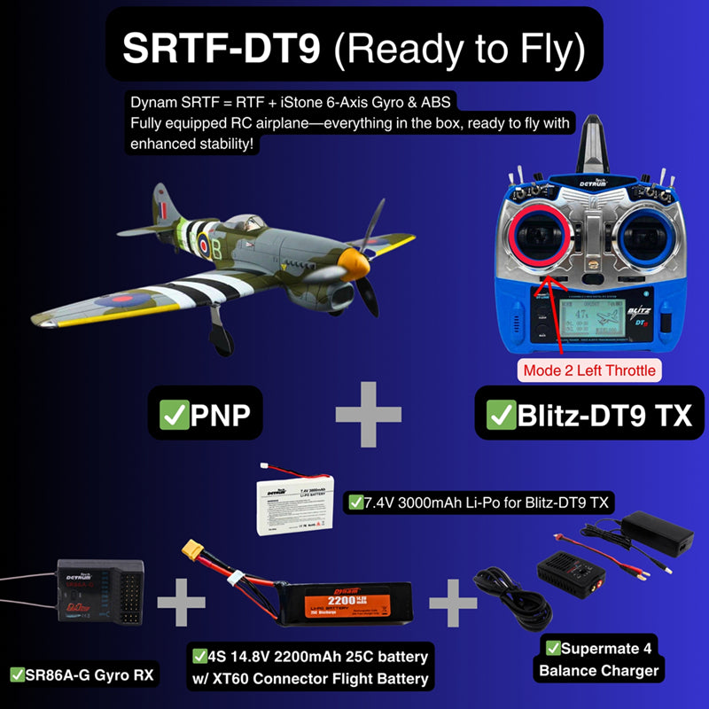 Dynam Hawker Tempest V2 4S Fjernstyret Krigsfugl 1,25 m Vingefang