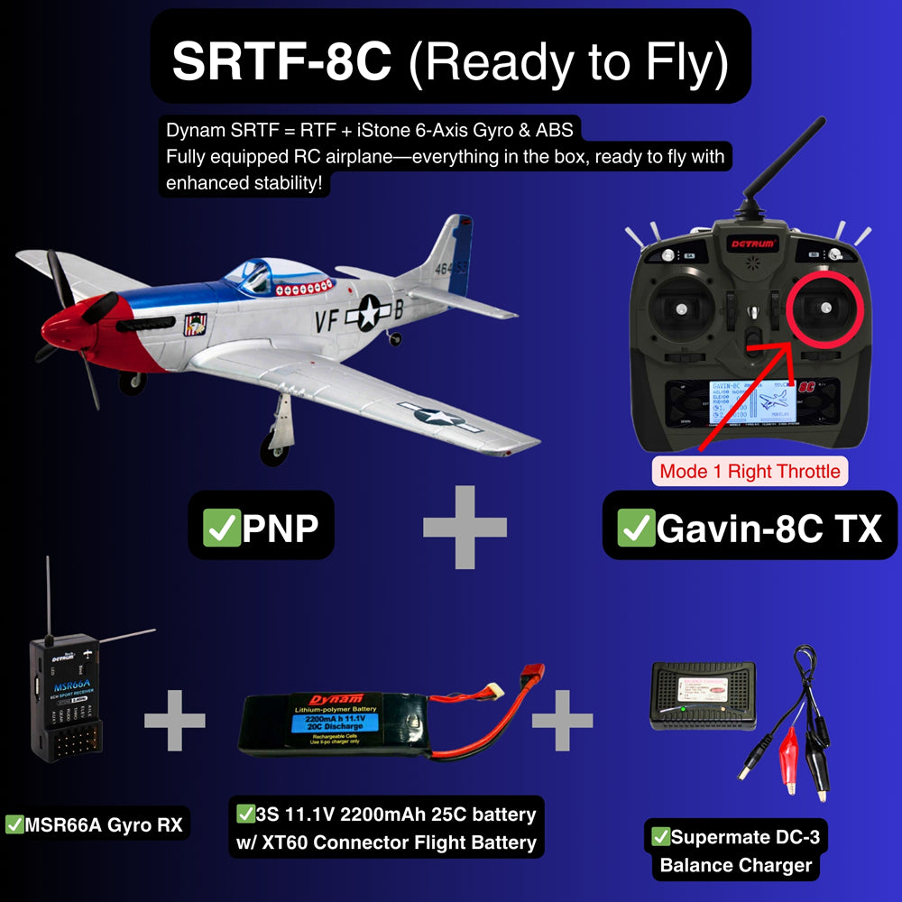 Dynam P-51 Mustang V2 Fred Glover RC Krigsfugl 1200mm Vingefang