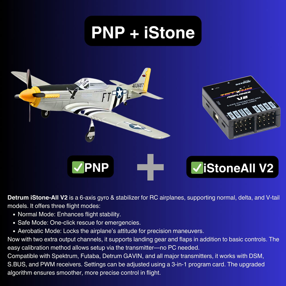 Dynam P-51 Mustang V2 Silver RC Warbird 1200mm Wingspan