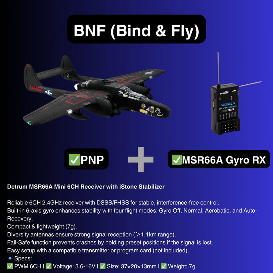 Dynam P-61 Black Widow 4S Twinac-Engine RC Warbird 1.5m Wingspan w/ Flaps