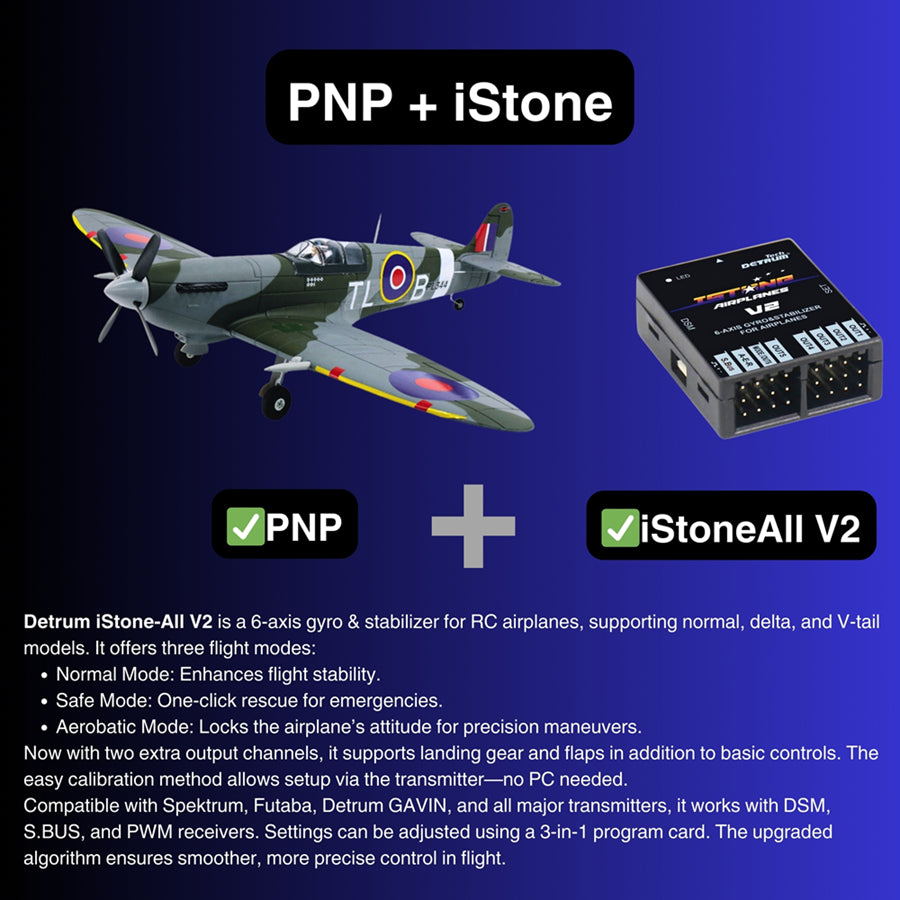 Dynam Supermarine Spitfire V3 RC Warbird 1,2 m vingefang med flaps