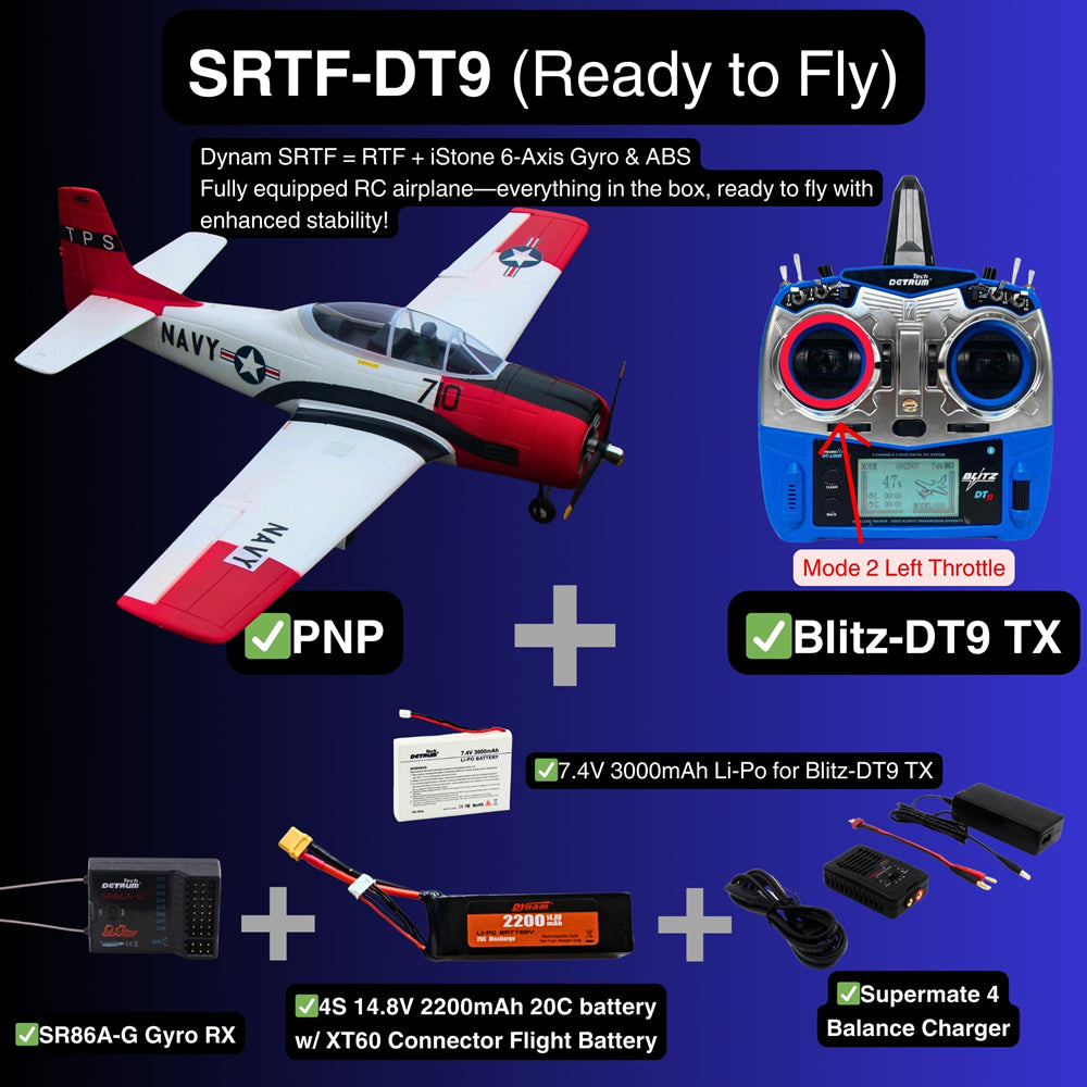 Dynam T-28 Trojan V2 Red 4S RC Warbird 1.3m w/ Flaps