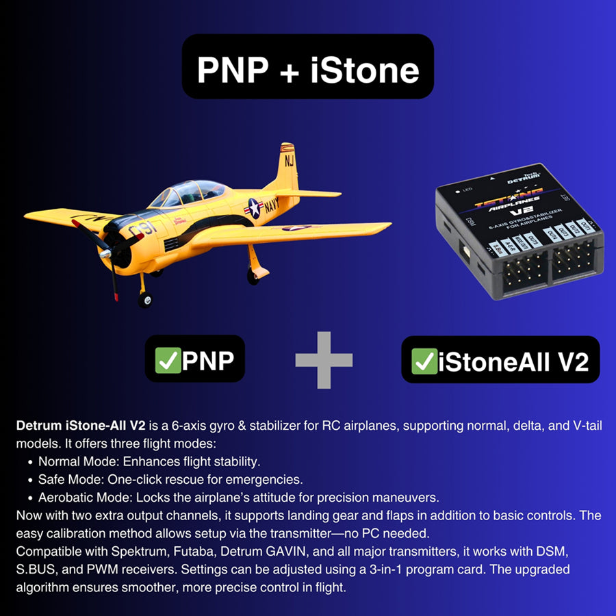 Dynam T-28 Trojan V2 1300mm Gul 4S Fjernstyret Krigsfugl med Flapper