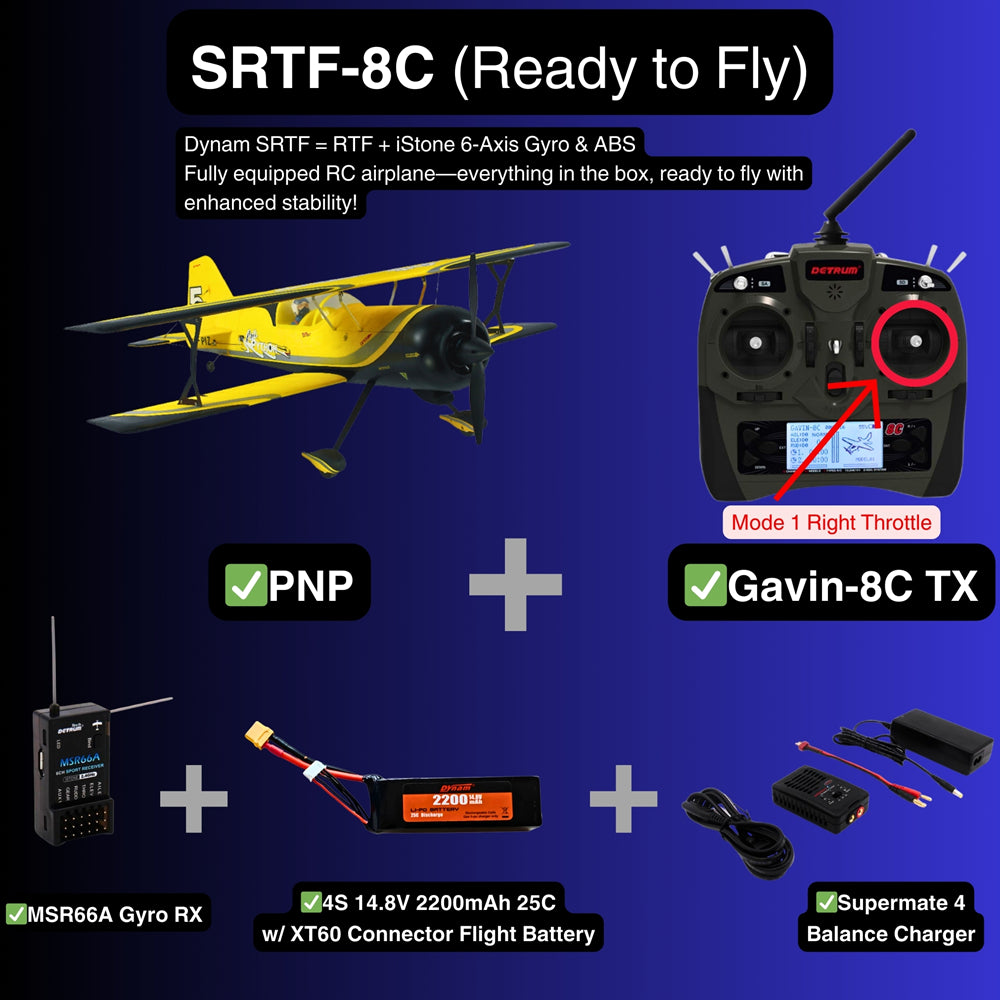 Dynam Pitts Python Model 12 Gul 4S Fjernstyret 3D Skum Aerobatisk Sport Biplan