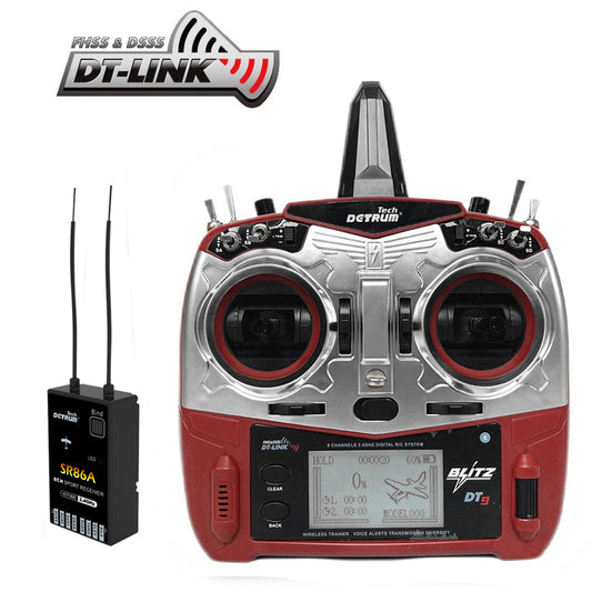 Detrum Red Blitz-DT9 9CH Smart Programming/Telemetry RC Transmitter w/ iStone SR86A Stabilizer Receiver