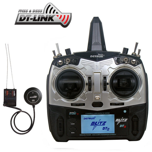 Detrum Black Blitz-DT9 9CH Smart Programming/Telemetry RC Transmitter Set (TX+SR86A-G)