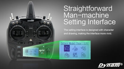 Detrum Black Blitz-DT9 9CH Smart Programming/Telemetry RC Transmitter w/ iStone SR86A Stabilizer Receiver