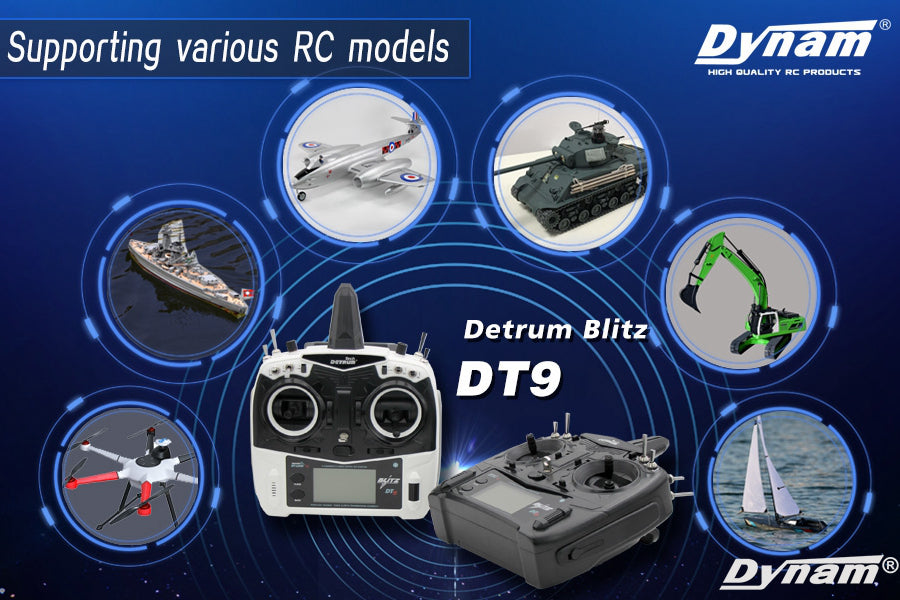 Detrum Red Blitz-DT9 9CH Smart Programming/Telemetry RC Transmitter w/ iStone SR86A Stabilizer Receiver