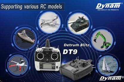Detrum Red Blitz-DT9 9CH Smart Programming/Telemetry RC Transmitter w/ iStone SR86A Stabilizer Receiver