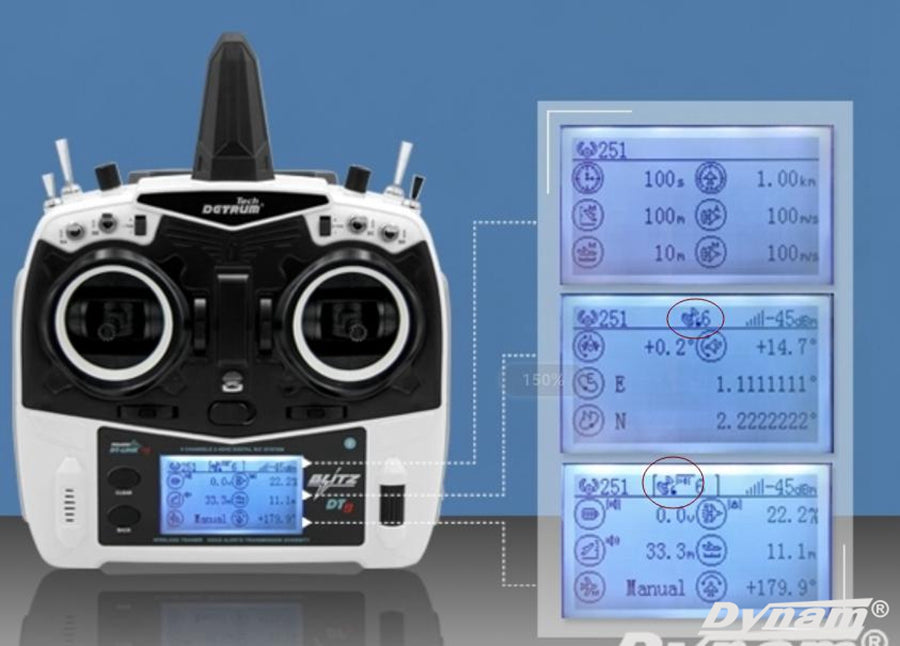 Detrum Black Blitz-DT9 9CH Smart Programming/Telemetry RC Transmitter Set (TX+SR86A-G)