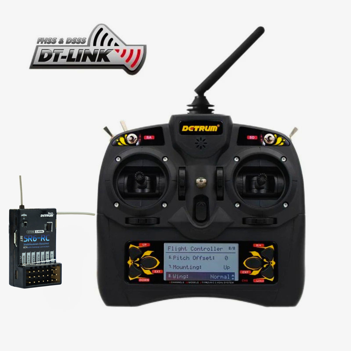 Detrum GAVIN-6C 6CH 2.4Ghz Transmitter w/ SR6-RC iStone 6-Axis Stabilization & Runway Correction Receiver