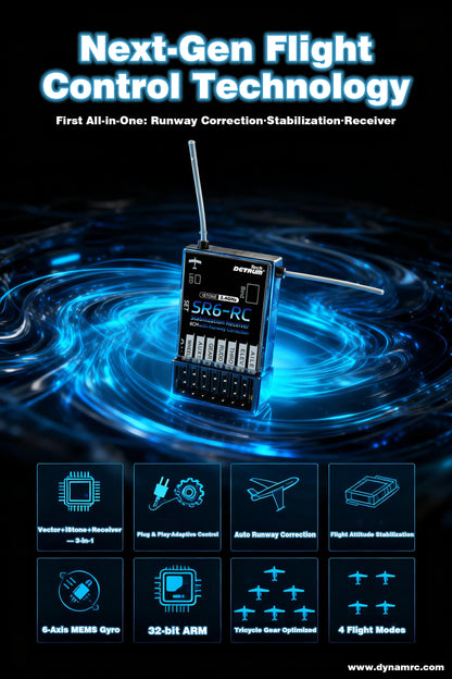 Detrum-SR6-RC-6CH-2.4GHz-Receiver-iStone-6-Axis-Stabilization-Runway-Correction-DTM-R010