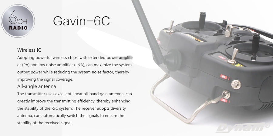 Detrum GAVIN-6C 6CH 2.4Ghz RC Transmitter Set (TX+RXC6)