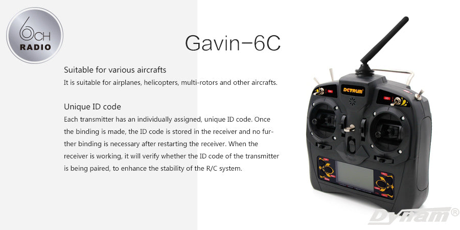 Detrum GAVIN-6C 6CH 2.4Ghz RC Transmitter Set (TX+RXC6)
