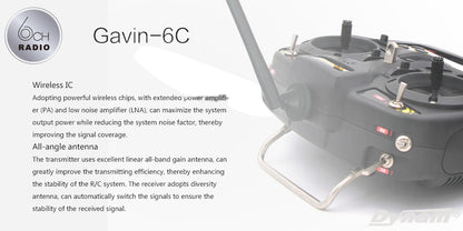Detrum GAVIN-6C 6CH 2.4Ghz RC Transmitter Set (TX+RXC7+USB Simulator Cable)