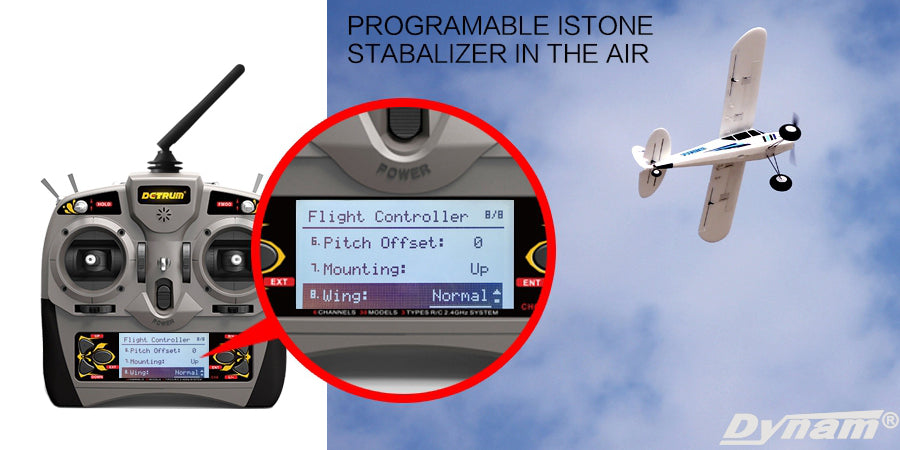 Detrum GAVIN-6C 6CH 2.4Ghz RC Transmitter w/ iStone SR86A Stabilizer Receiver