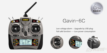 Detrum GAVIN-6C 6CH 2.4Ghz RC Transmitter w/ iStone SR86A Stabilizer Receiver