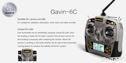 Detrum GAVIN-6C 6CH 2.4Ghz RC Transmitter w/ iStone SR86A Stabilizer Receiver