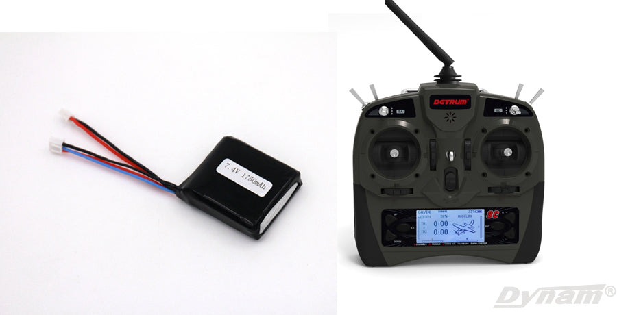 Detrum GAVIN-8C 8CH 2.4Ghz RC Transmitter w/ iStone MSR66A Stabilizer Mini Receiver