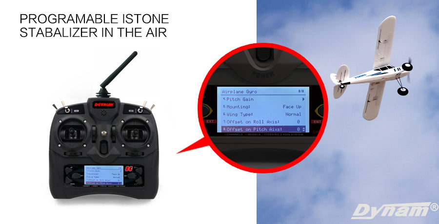 Detrum GAVIN-8C 8CH 2.4Ghz RC Transmitter w/ iStone MSR66A Stabilizer Mini Receiver