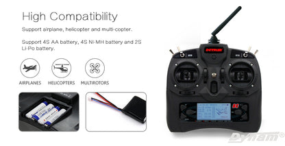 Detrum GAVIN-8C 8CH 2.4Ghz RC Transmitter w/ iStone MSR66A Stabilizer Mini Receiver