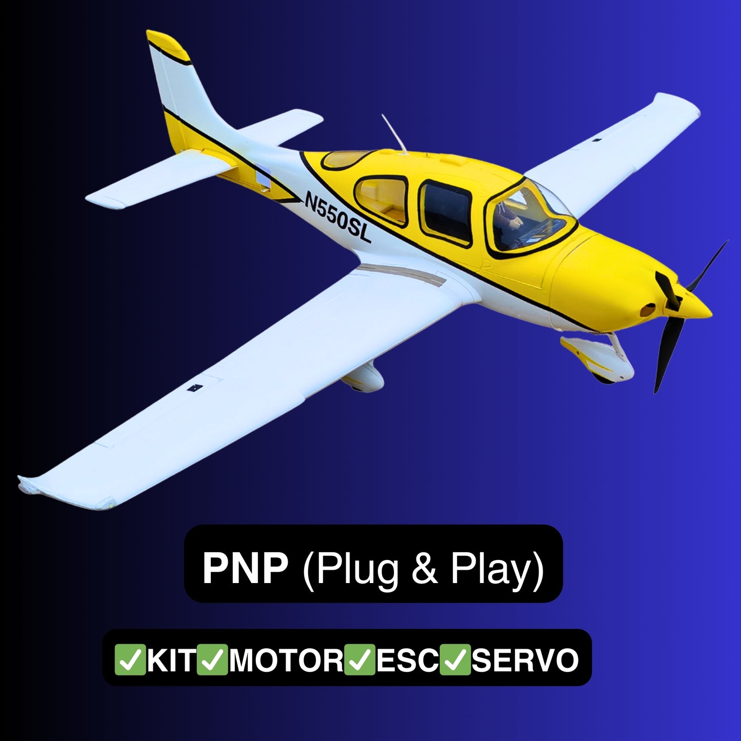 Dynam Cirrus SR22 V3 Trainer 3S/4S Yellow RC Scale Aircraft 1.4m Wingspan