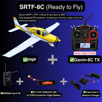 Dynam Cirrus SR22 V3 Trainer 3S/4S Yellow RC Scale Aircraft 1.4m Wingspan