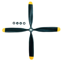 Dynam DYP-1028 13x6x4 4-Blade Plane Nylon Propeller Standard Rotation w/ Yellow Tips