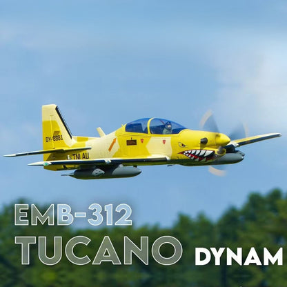 RC lietadlo Dynam EMB-312 Tucano 4S, rozpätie krídel 1,3 m s klapkami
