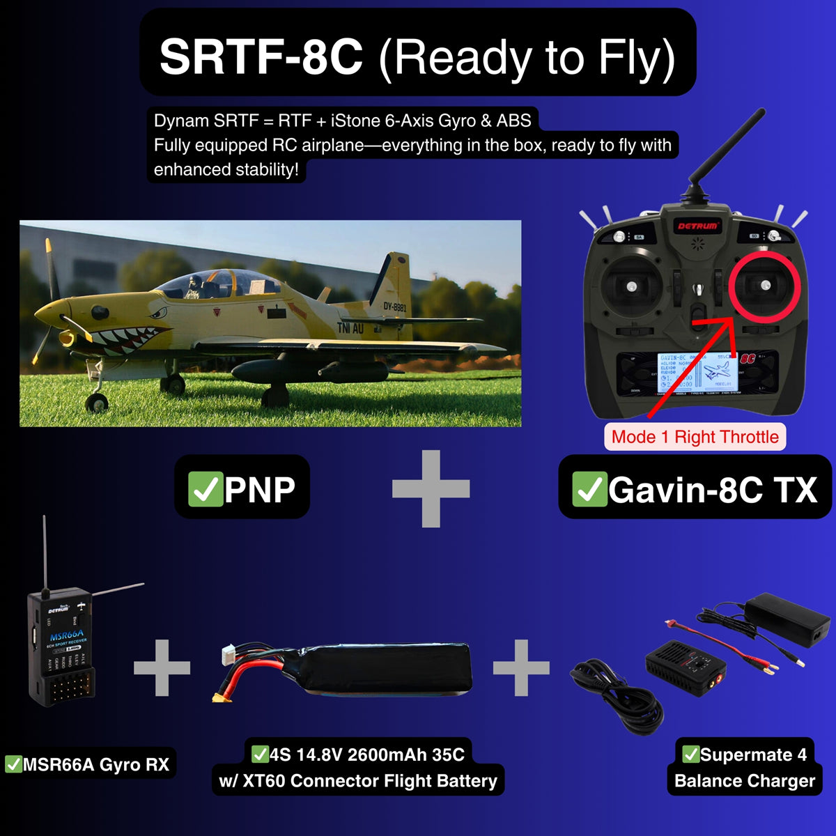 Dynam EMB-312 Tucano 4S RC Scale Plane 1.3m w/ Flaps