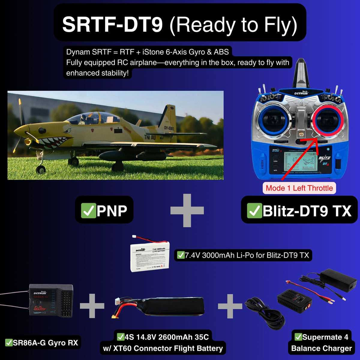 Dynam EMB-312 Tucano 4S RC Scale Plane 1.3m w/ Flaps