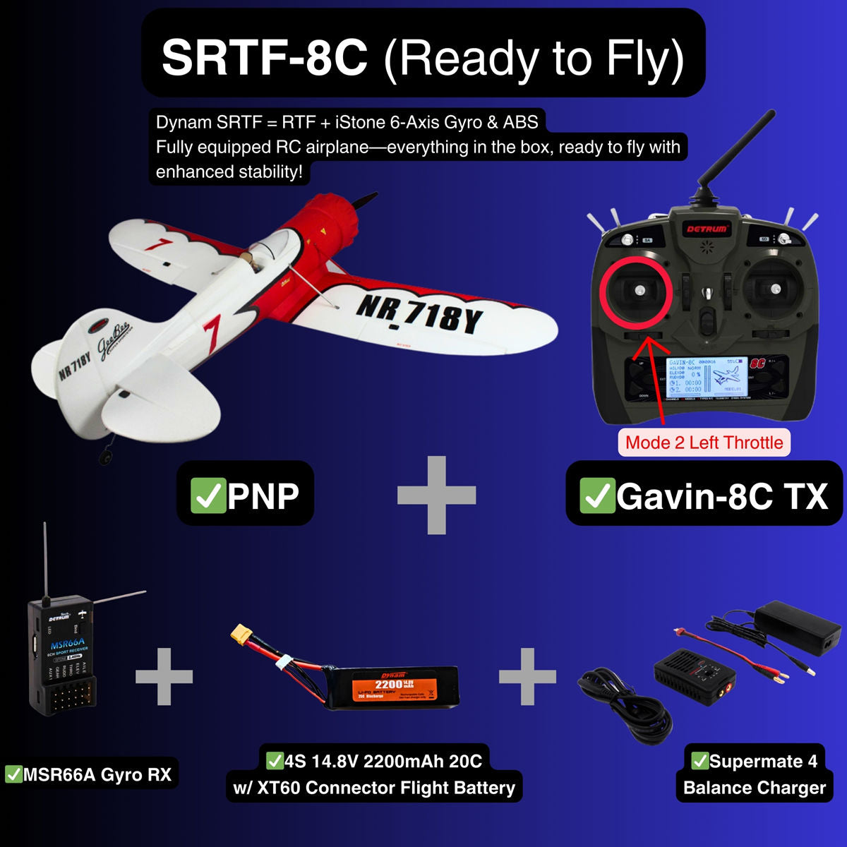 Dynam  1.3m Gee Bee Y V2 4S RC Sport 3D Foam Aerobatic Plane