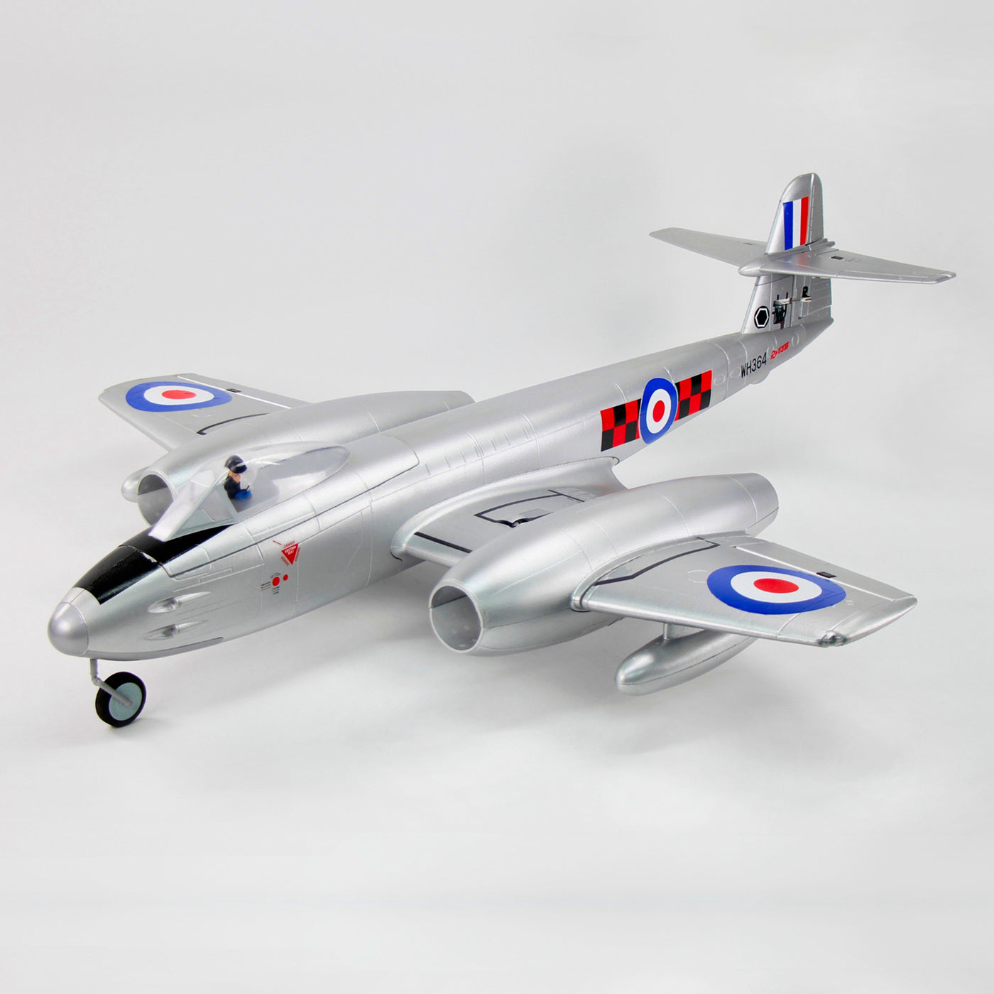 Dynam Gloster Meteor F8 V2 Sølv 6S 12-bladet Twin Inrunner 70mm EDF RC Jet med Flaps
