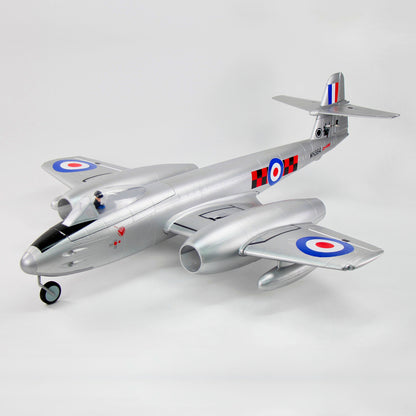 Dynam Gloster Meteor F8 V2 Sølv 6S 12-bladet Twin Inrunner 70mm EDF RC Jet med Flaps